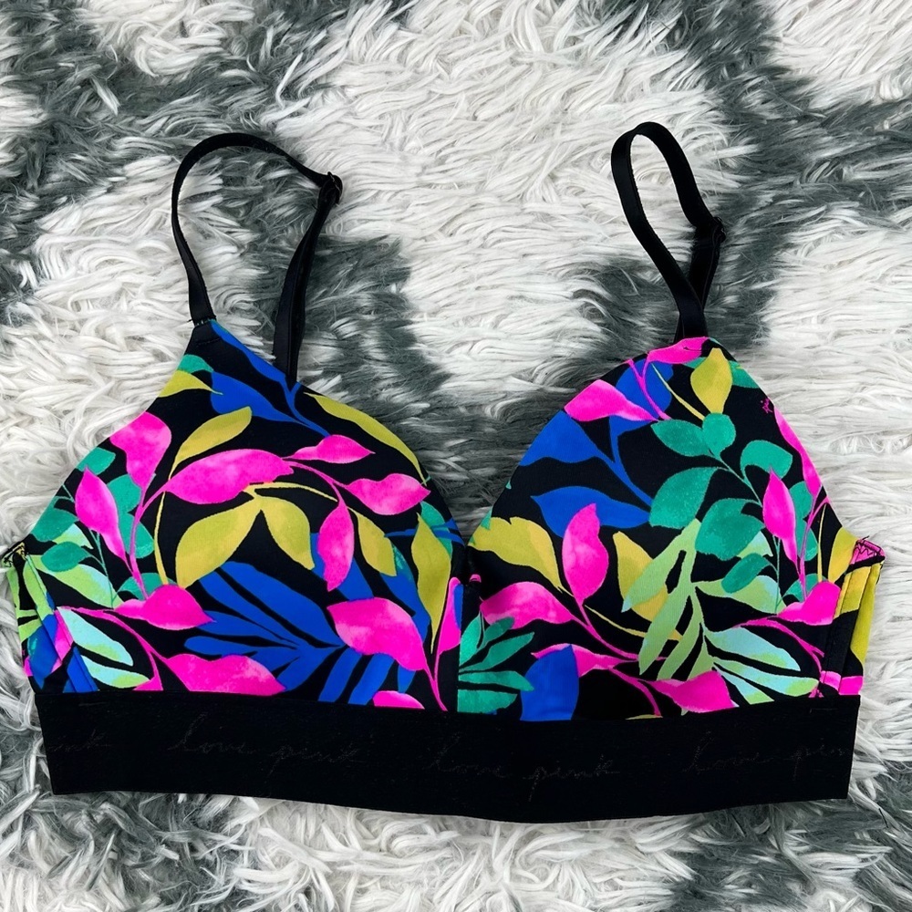 Pink Victoria's Secret Women's Lightly Lined Wireless Floral Multi-color Bra 34C